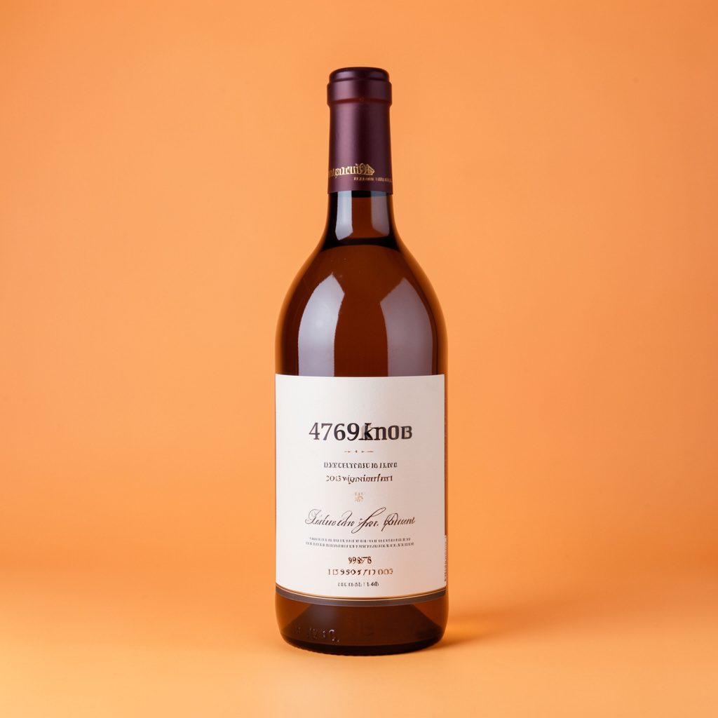 Bottle of Pilot Knob Viognier with a pale gold label, photographed on a seamless studio surface under gentle diffused light.