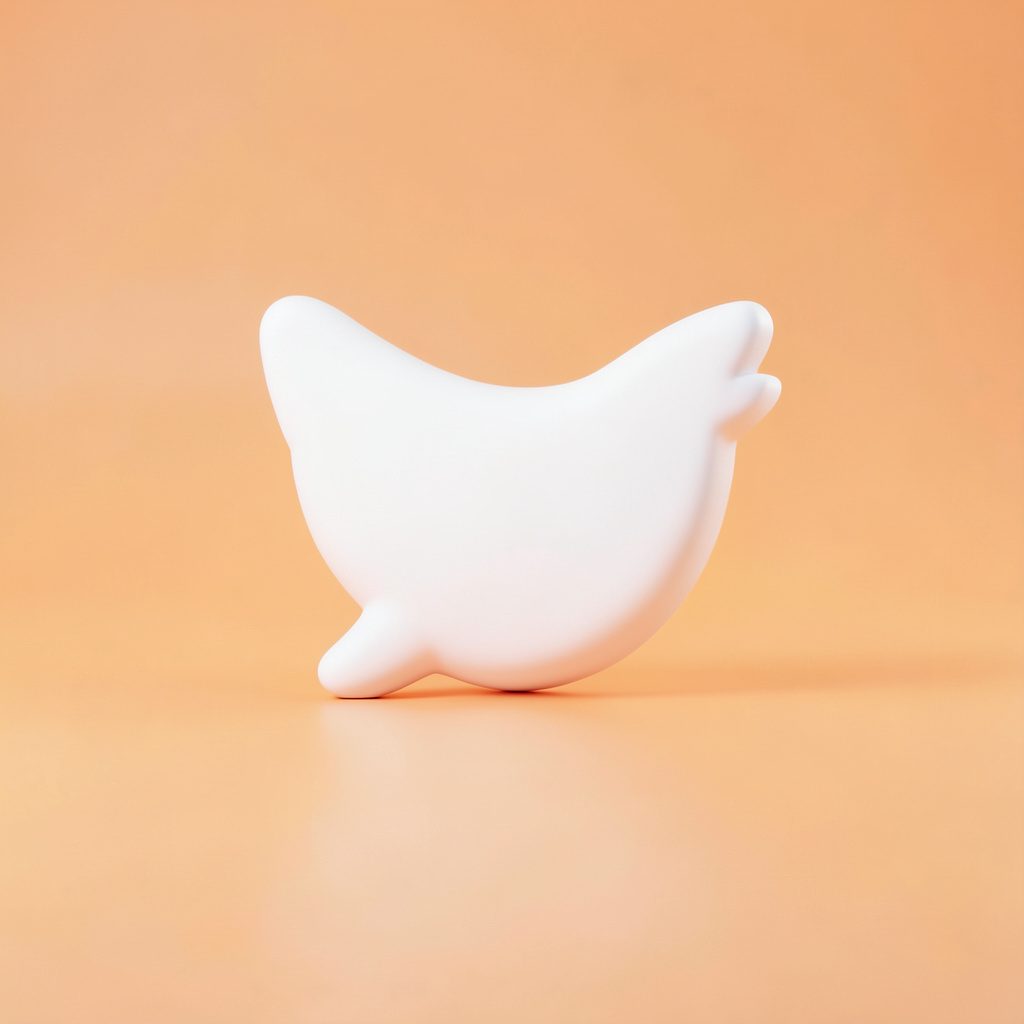 Twitter social media icon, soft grey bird silhouette on a rounded square